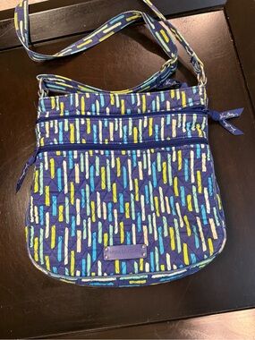 Vera Bradley Quilted Crossbody Bag - Navy with Blue & Yellow Accents